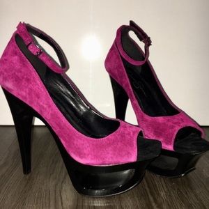 Jessica Simpson Suede Wine Peep Toe heels
